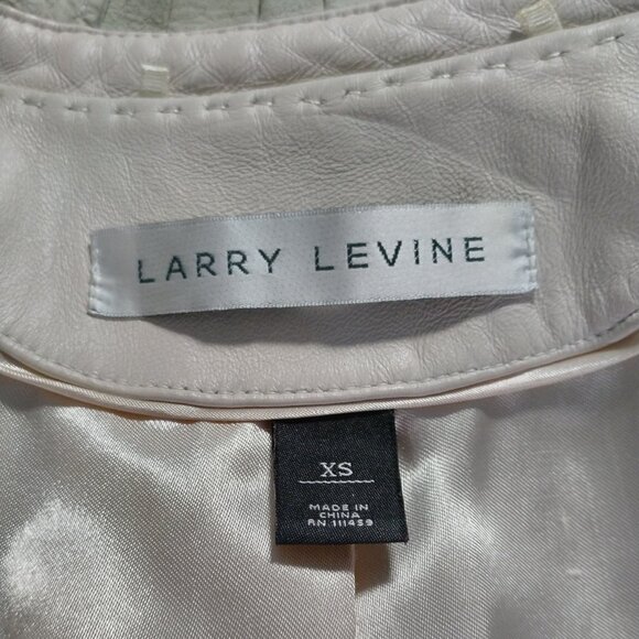 Cream Leather Jacket with Pleated Front Ruffle - Picture 12 of 15